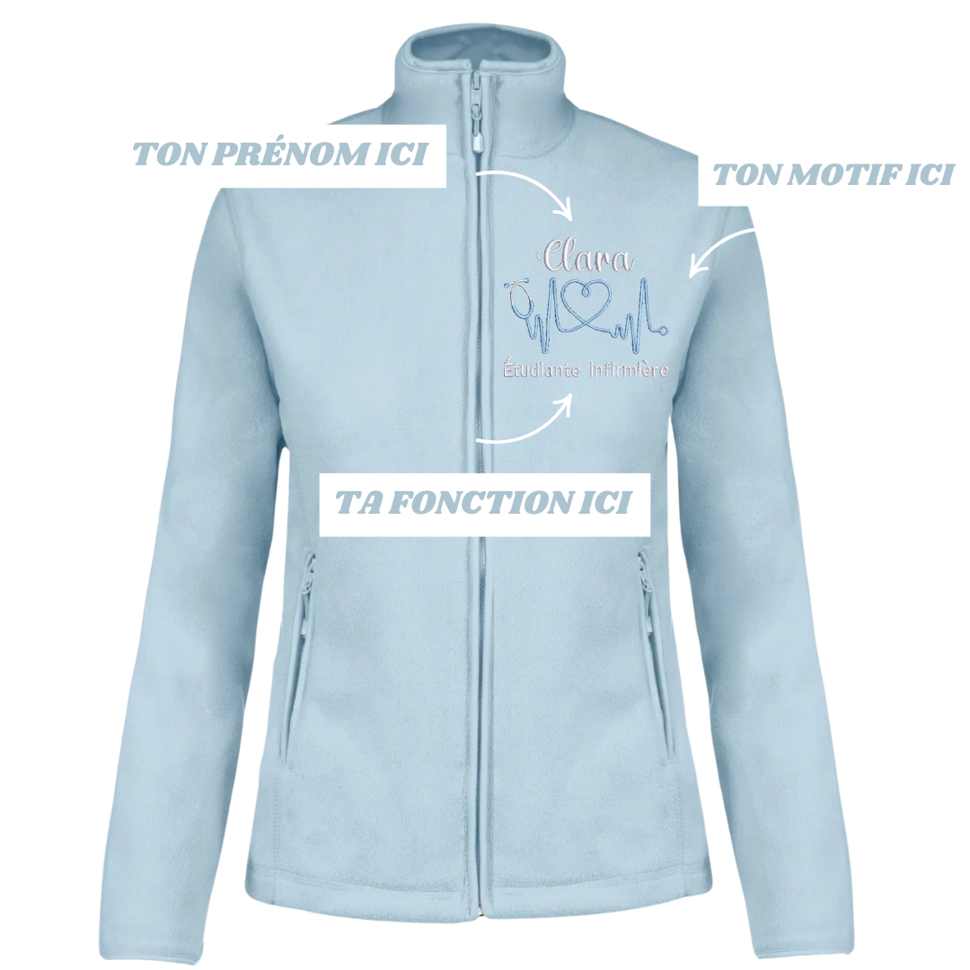Polaire bleu pastel soignant personnalisée