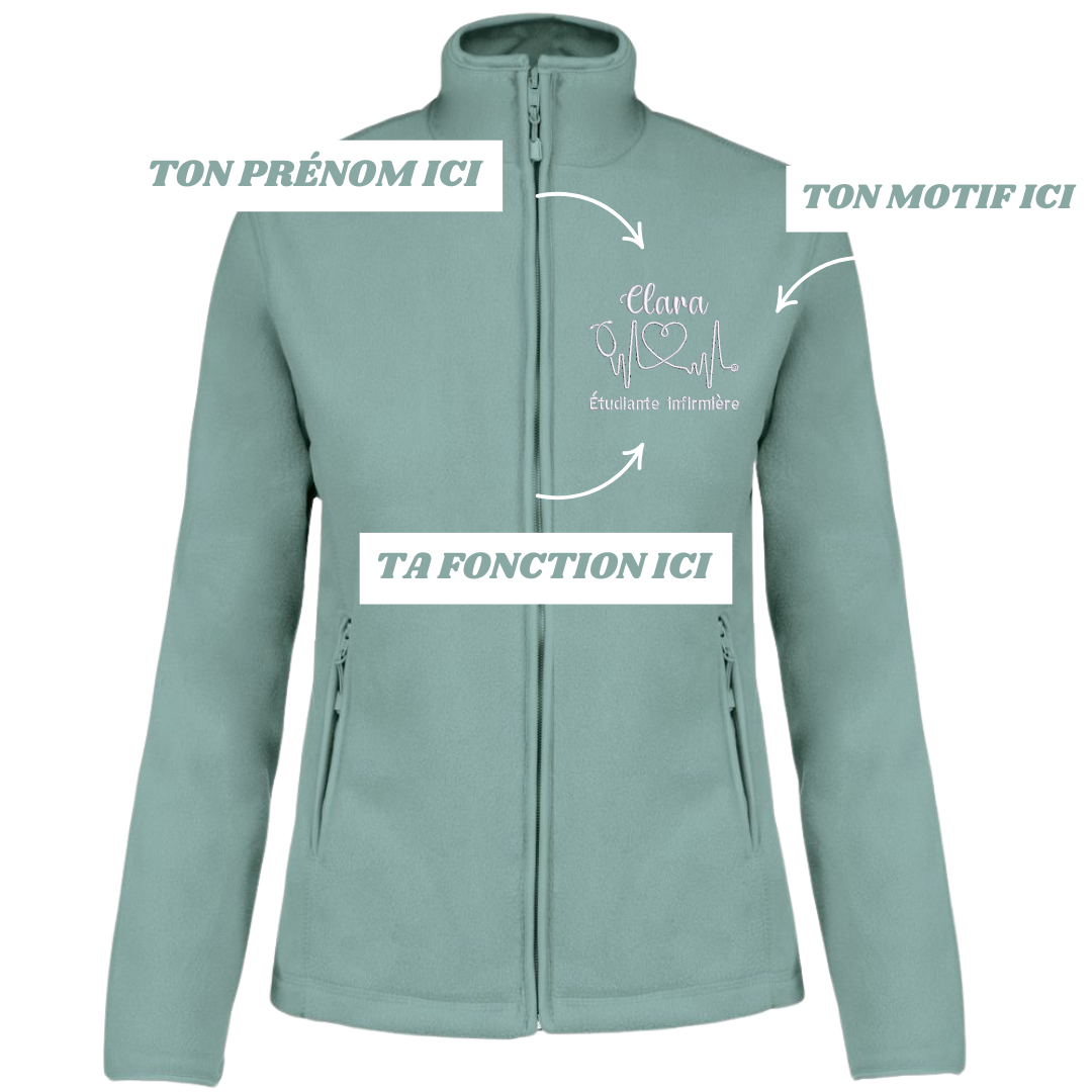 Polaire verte pastel soignant personnalisée