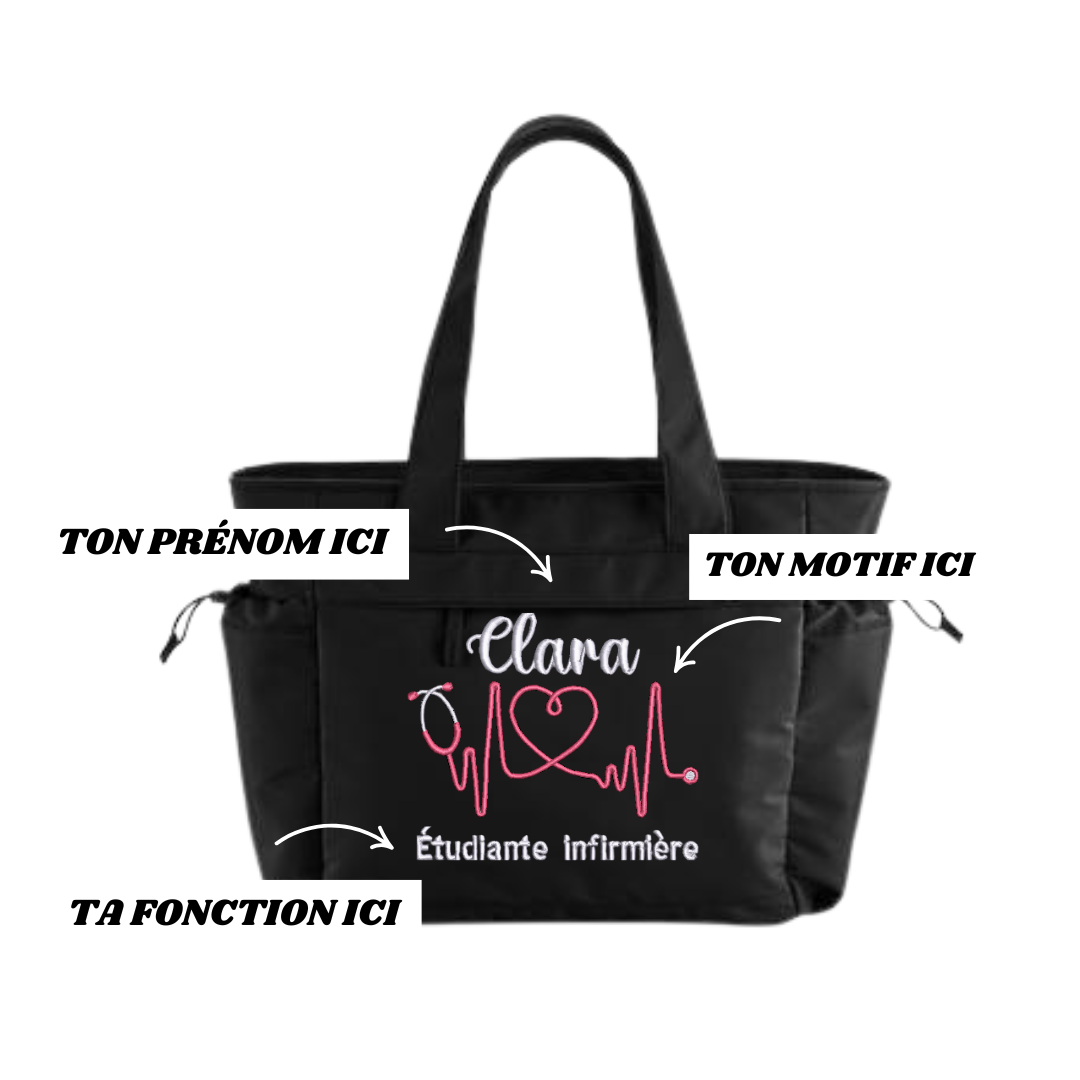 Sac noir soignant personnalisé