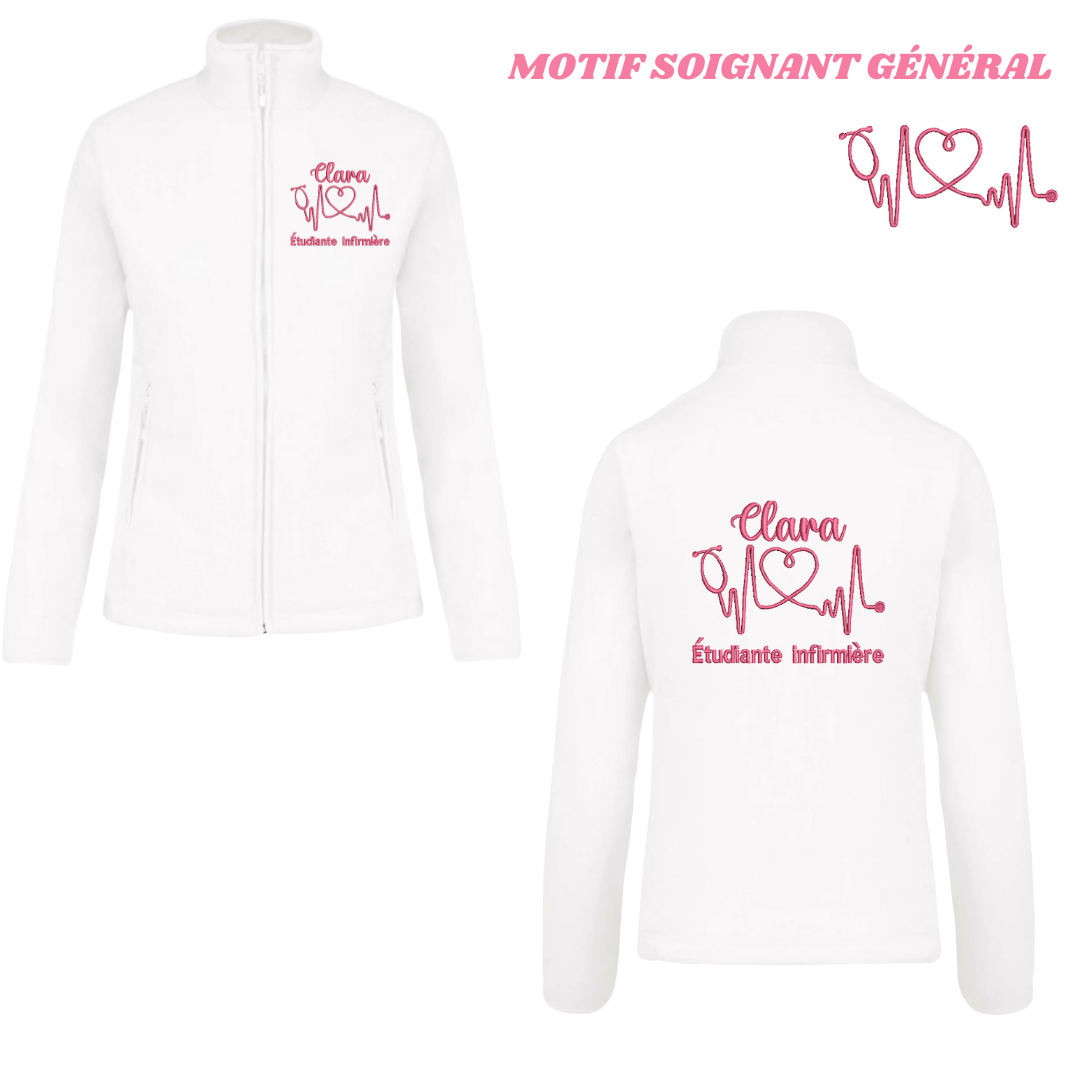 Polaire blanche soignant personnalisée