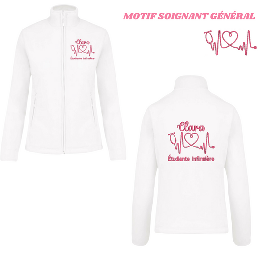 Polaire blanche soignant personnalisée