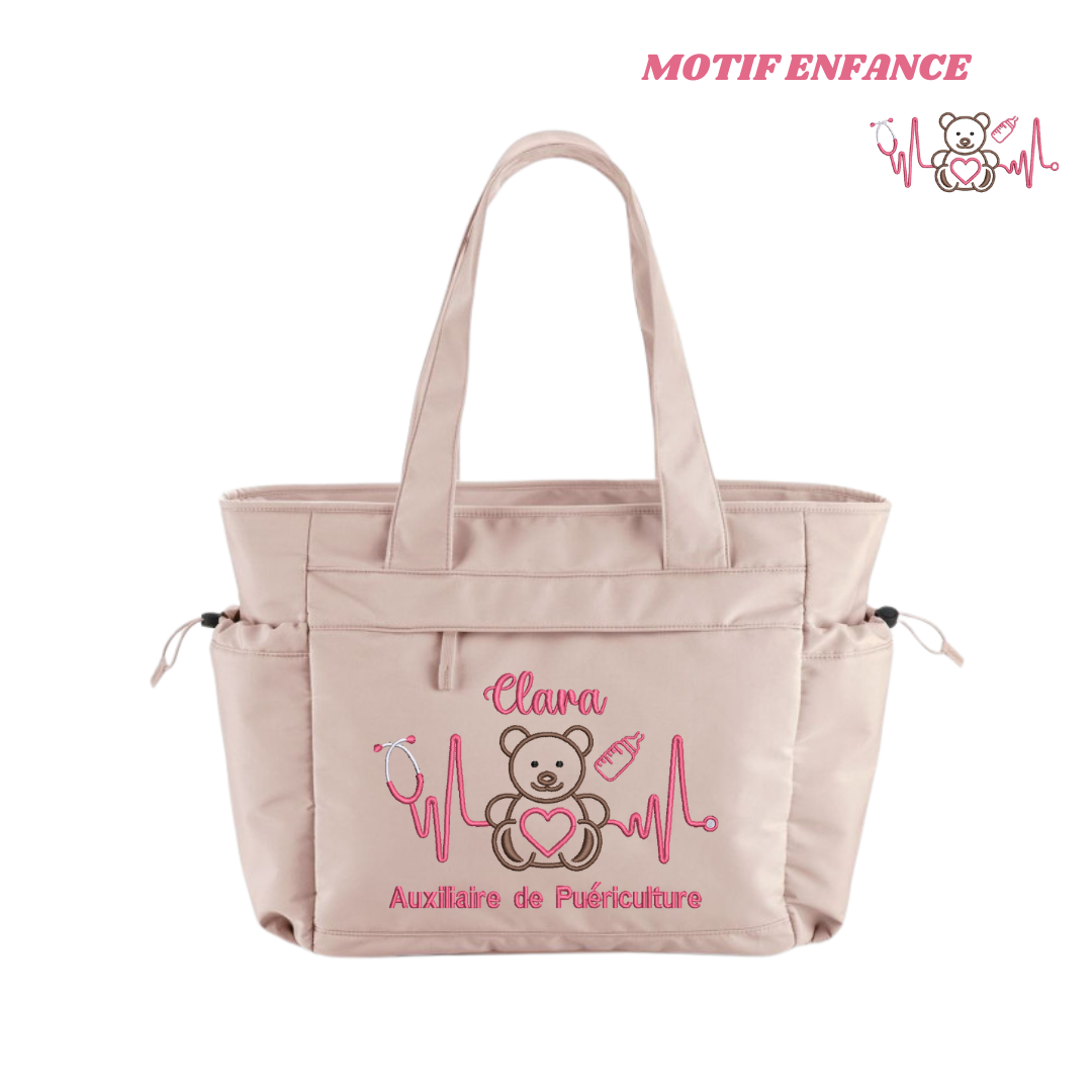 Sac rose pastel soignant personnalisé