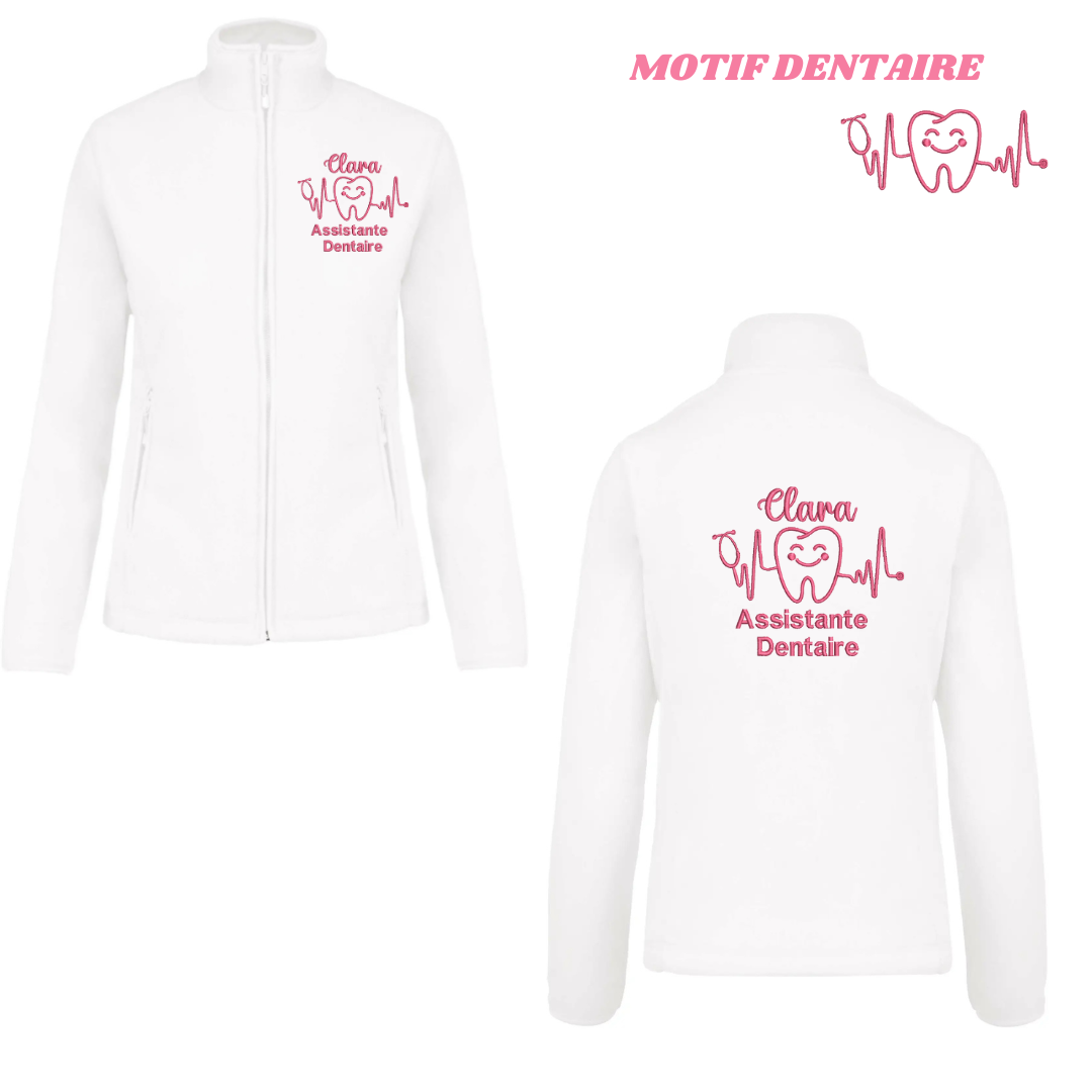 Polaire blanche soignant personnalisée