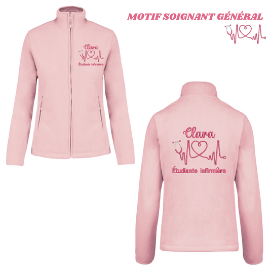 Polaire rose pastel soignant personnalisée