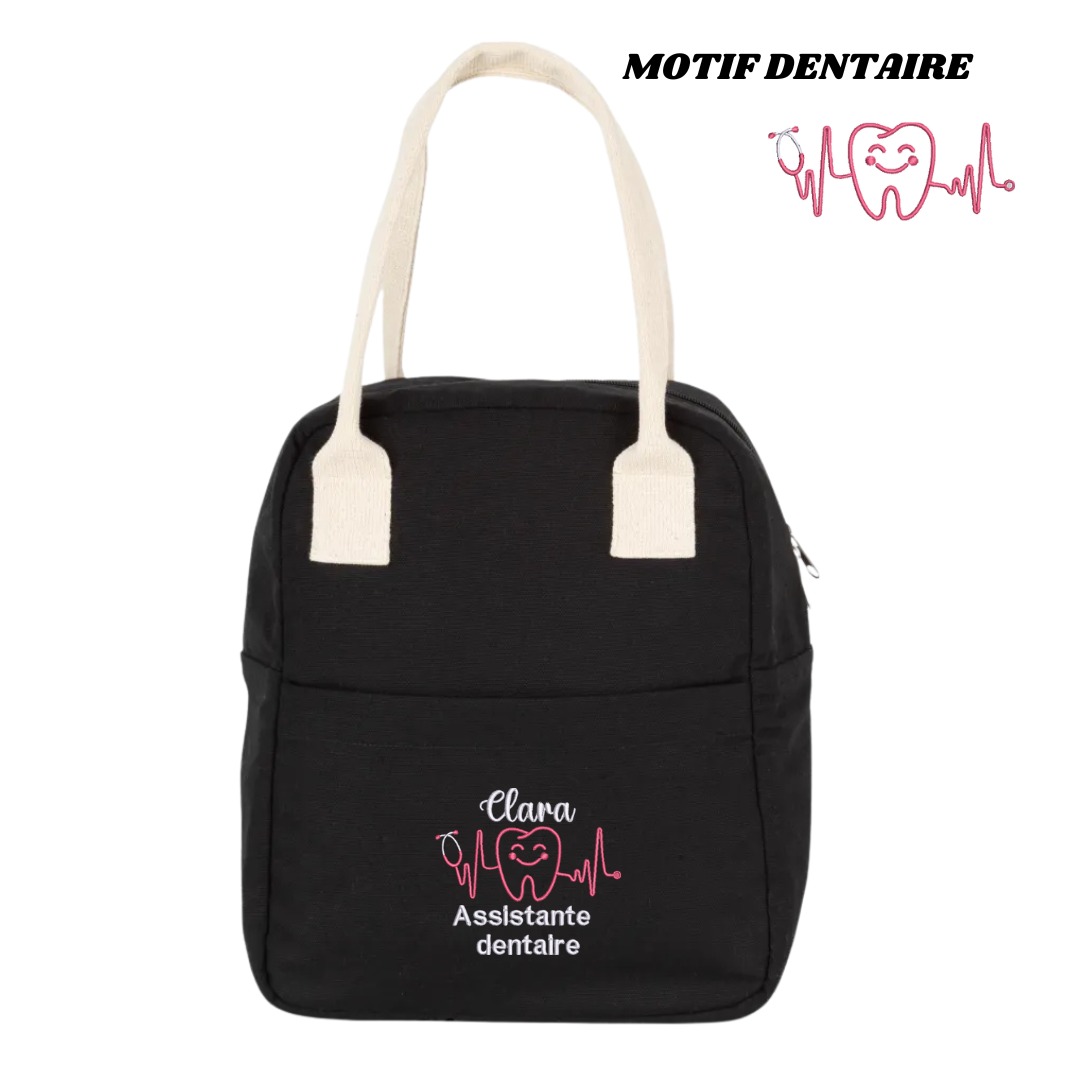 Lunchbag noire soignant personnalisée