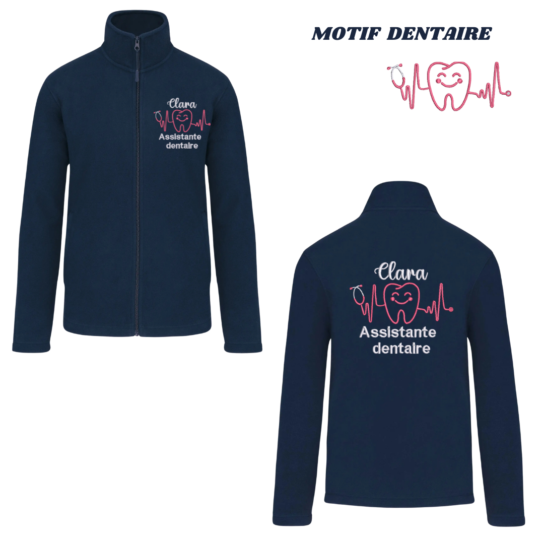 Polaire bleue marine soignant personnalisée