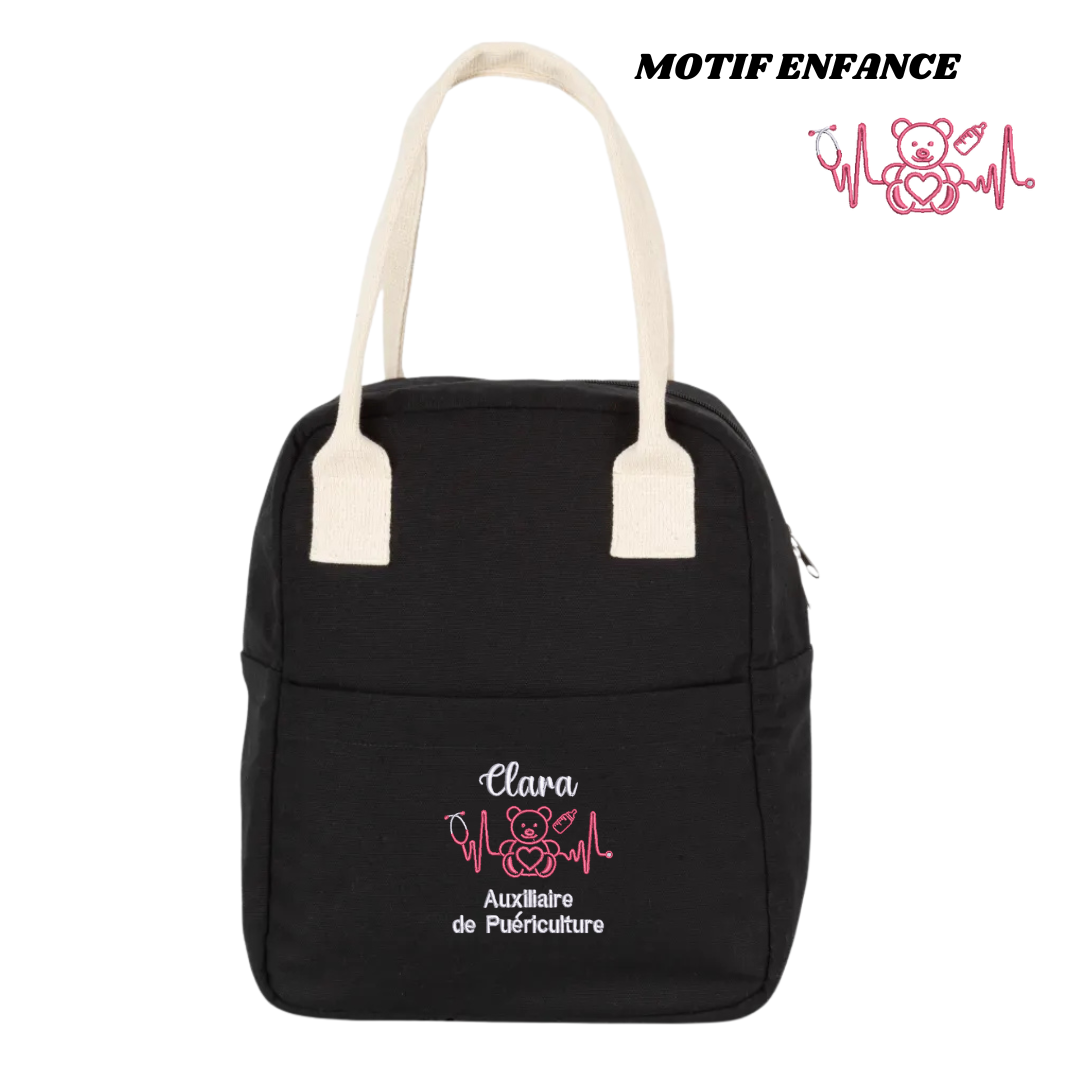 Lunchbag noire soignant personnalisée