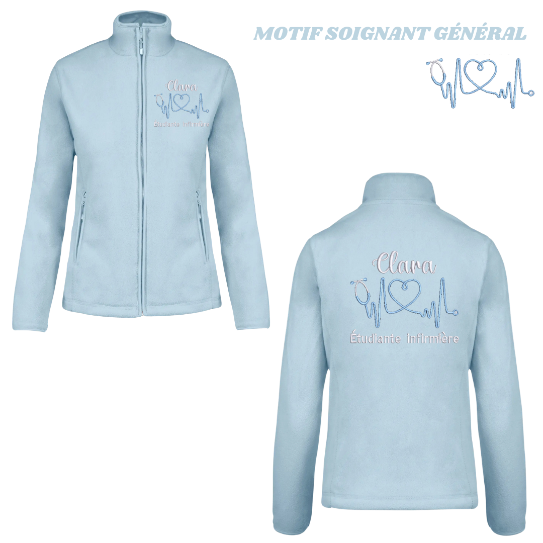 Polaire bleu pastel soignant personnalisée