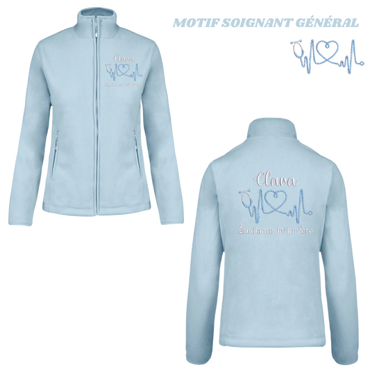 Polaire bleu pastel soignant personnalisée