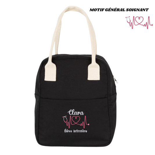 Lunchbag noire soignant personnalisée