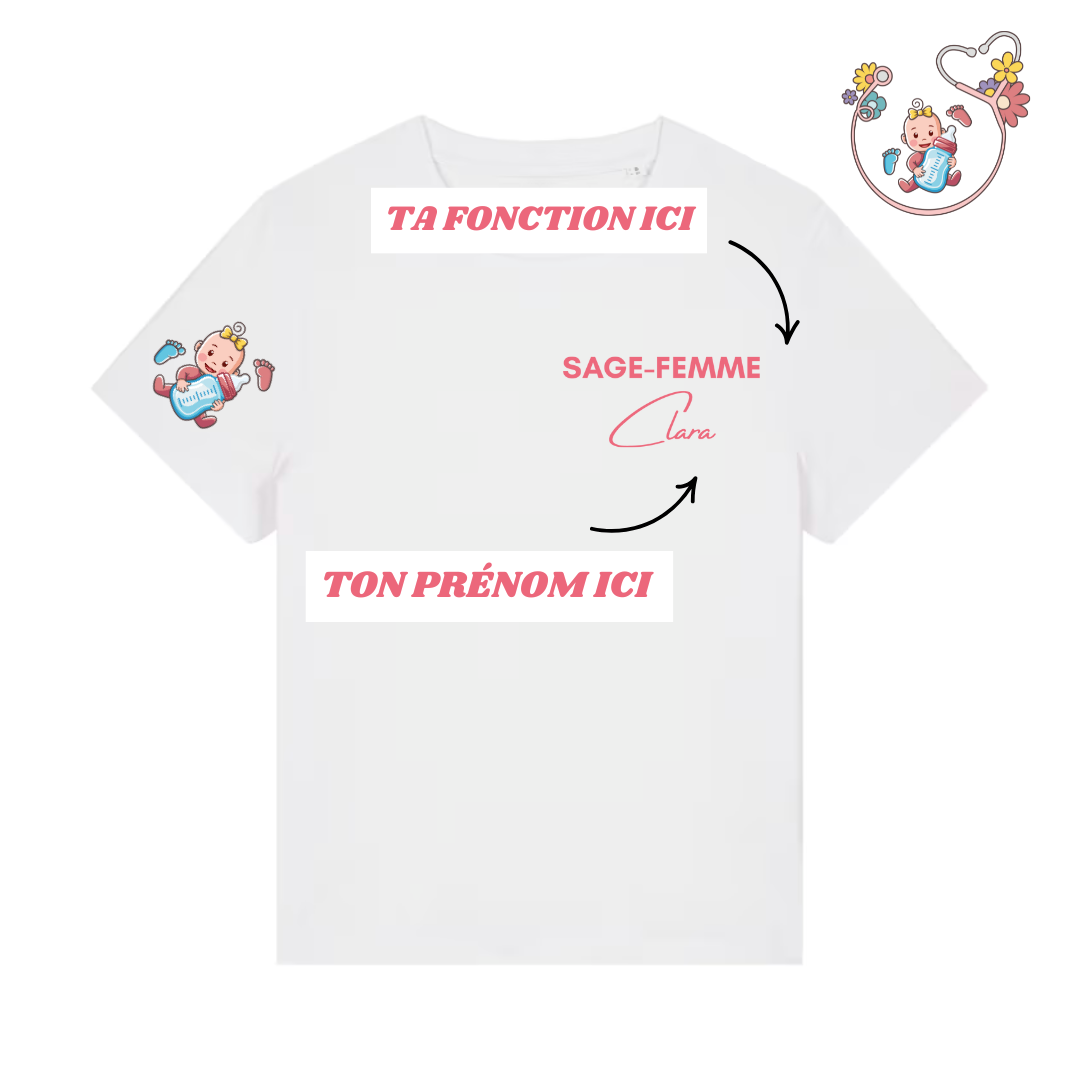 T-shirt personnalisé - Motif Sage-Femme Nourrisson