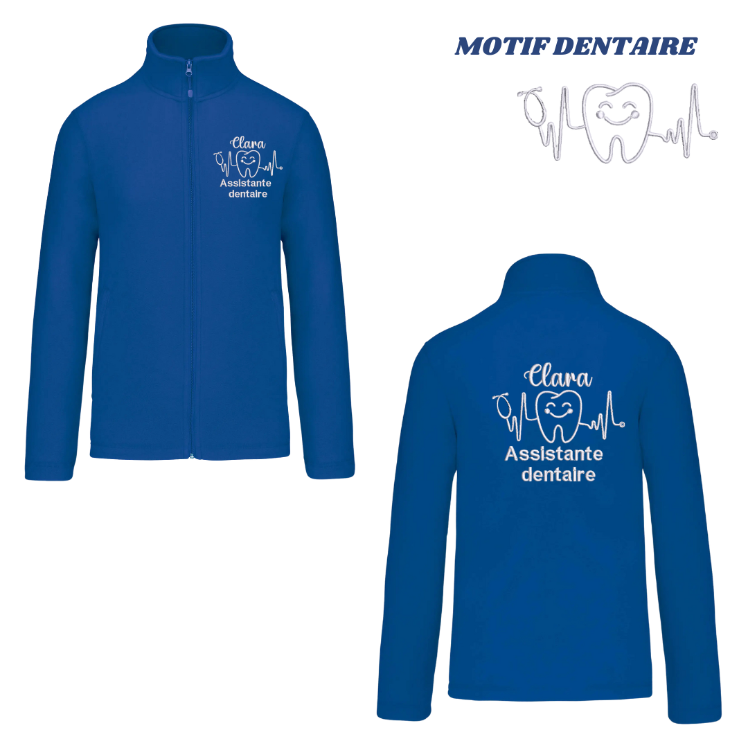 Polaire bleue roi soignant personnalisée