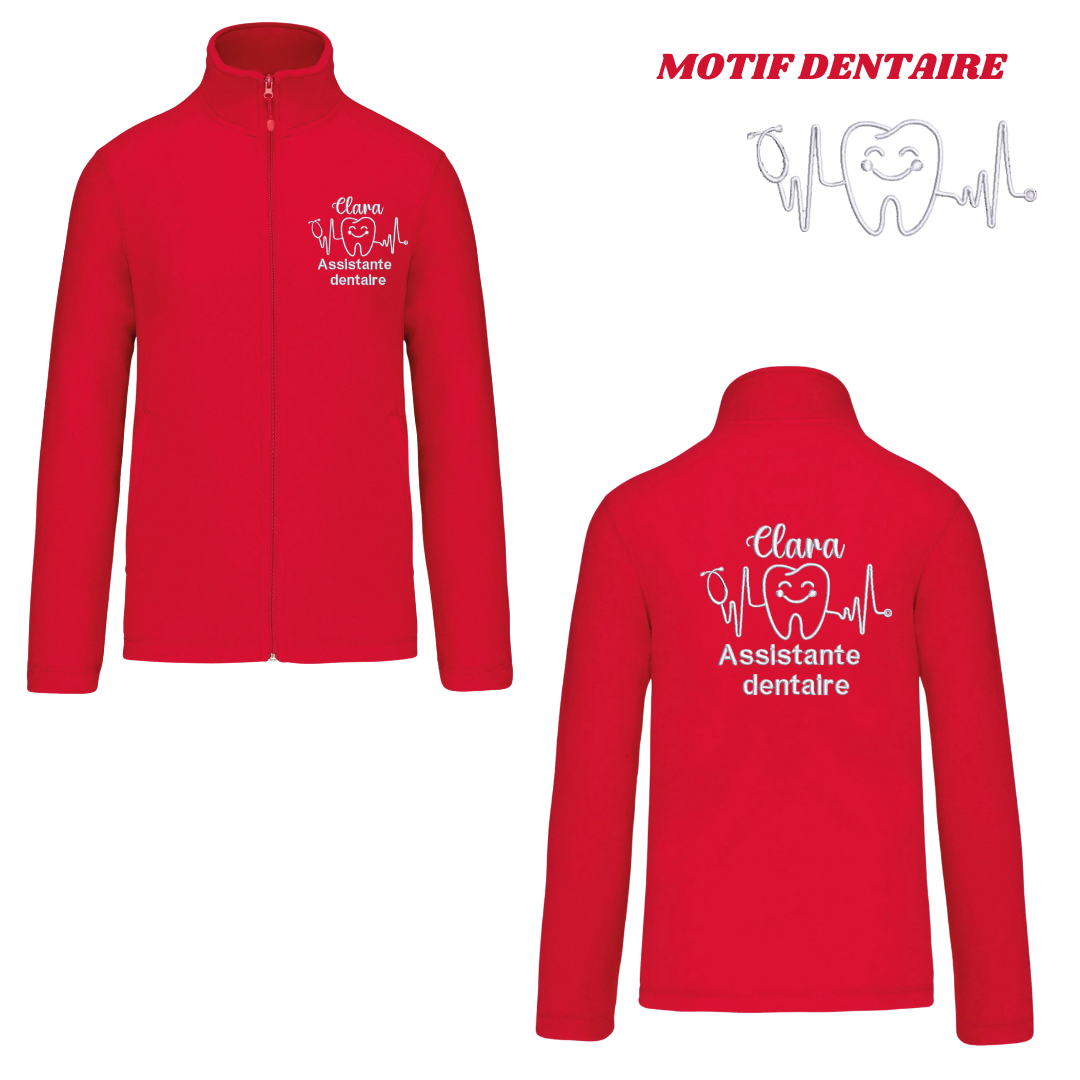 Polaire rouge soignant personnalisée