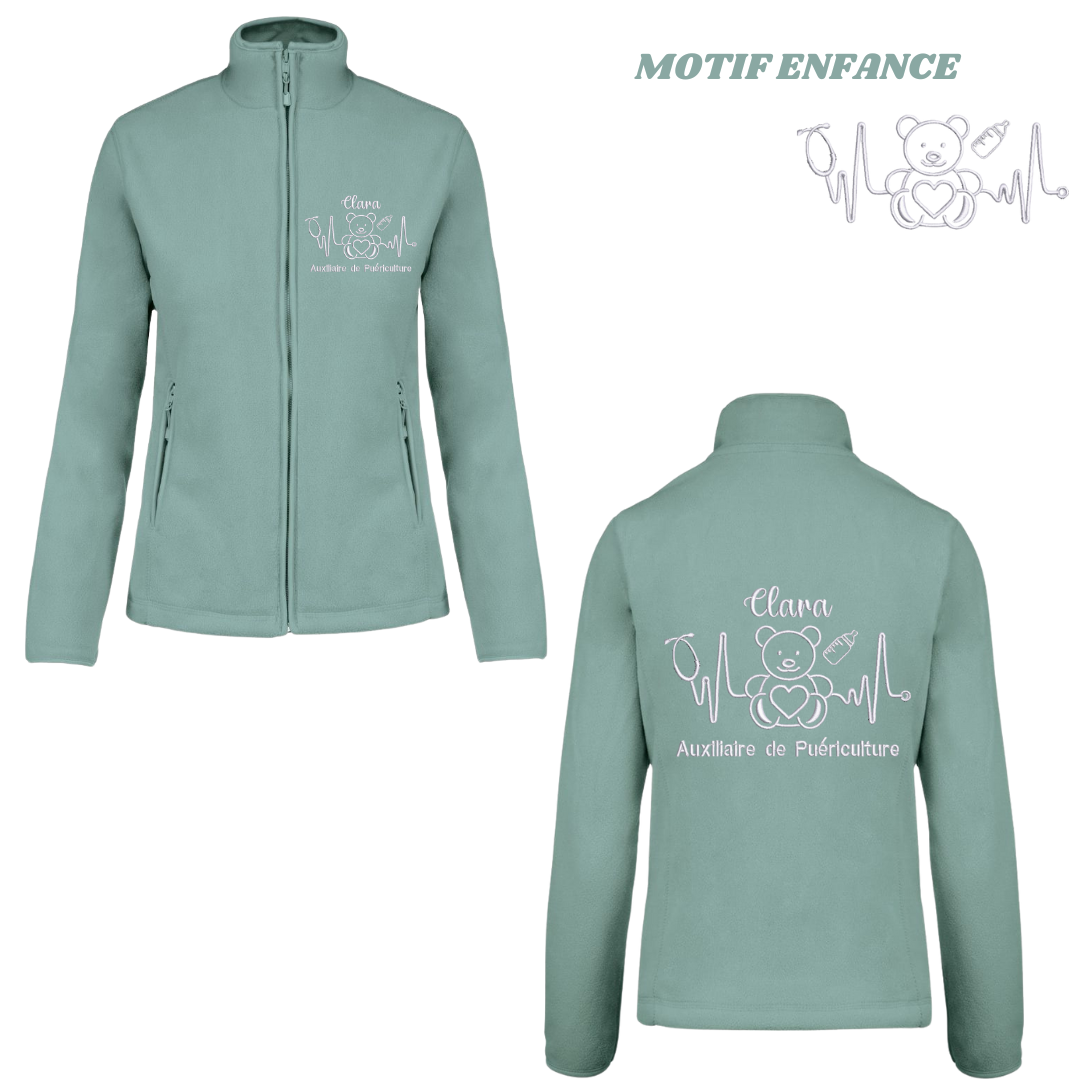 Polaire verte pastel soignant personnalisée