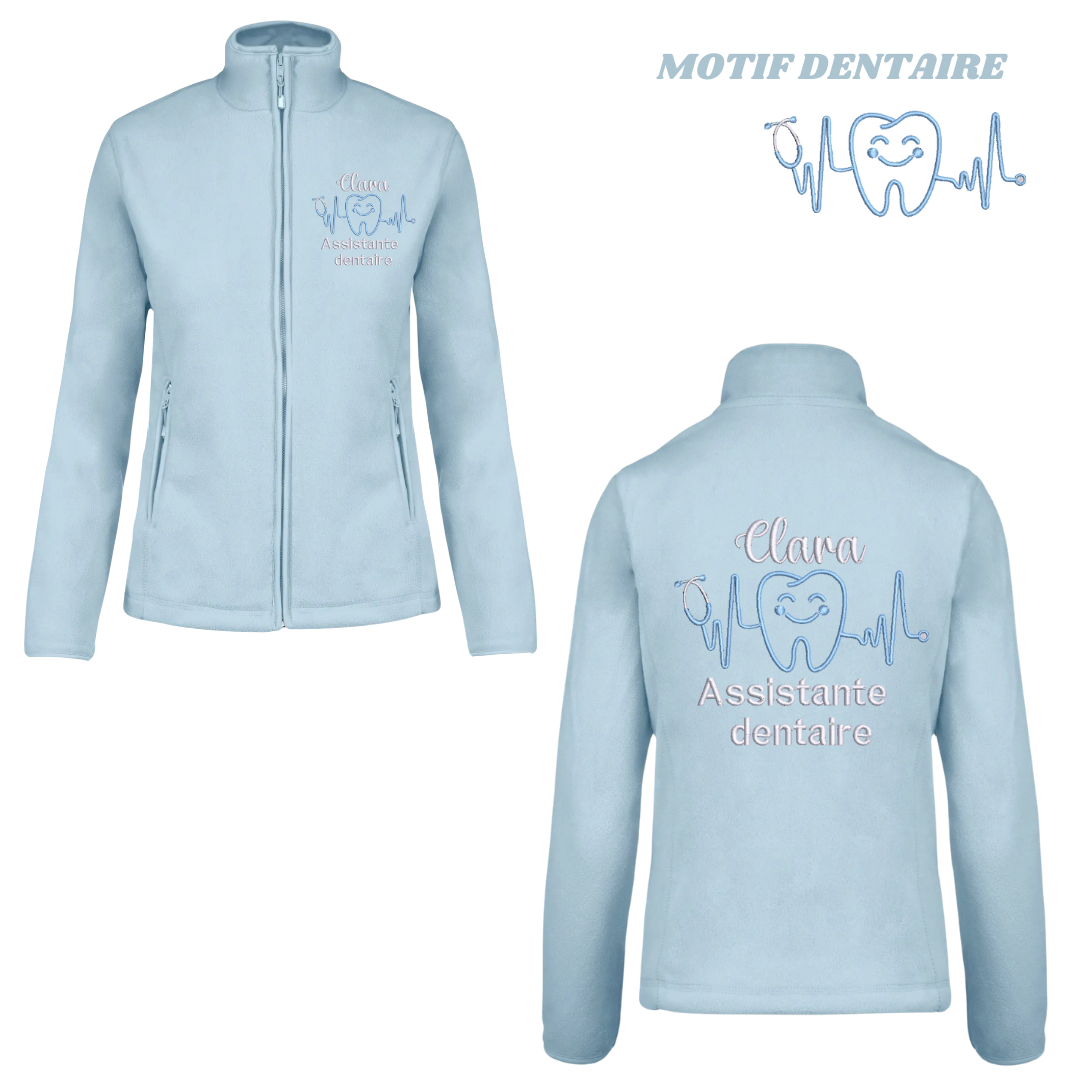 Polaire bleu pastel soignant personnalisée