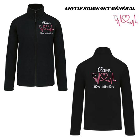 Polaire noire soignant personnalisée
