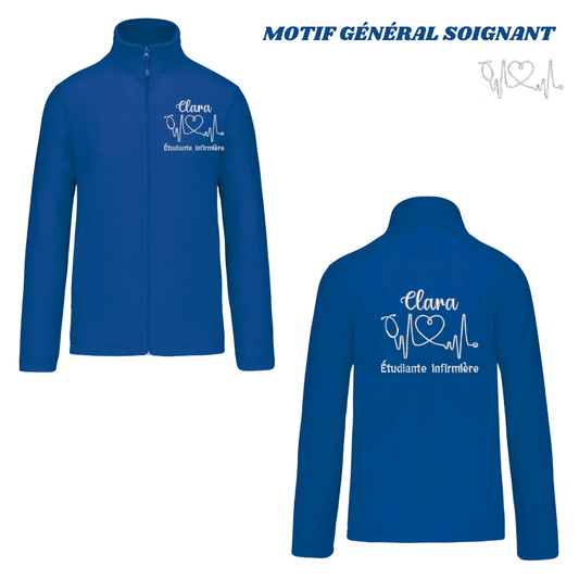 Polaire bleue roi soignant personnalisée