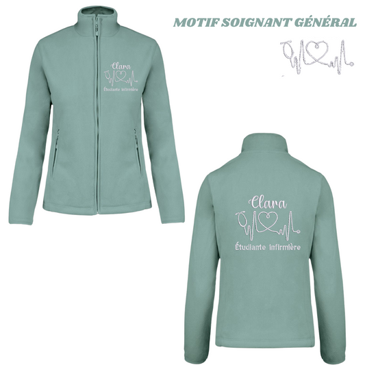 Polaire verte pastel soignant personnalisée