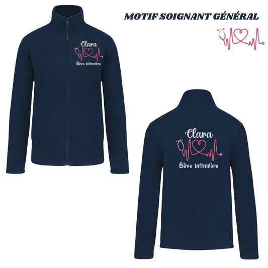 Polaire bleue marine soignant personnalisée