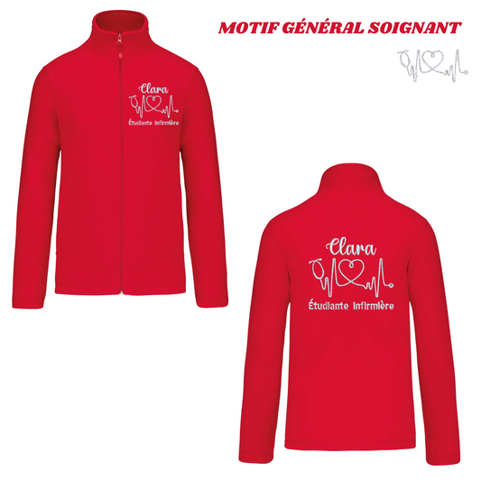 Polaire rouge soignant personnalisée