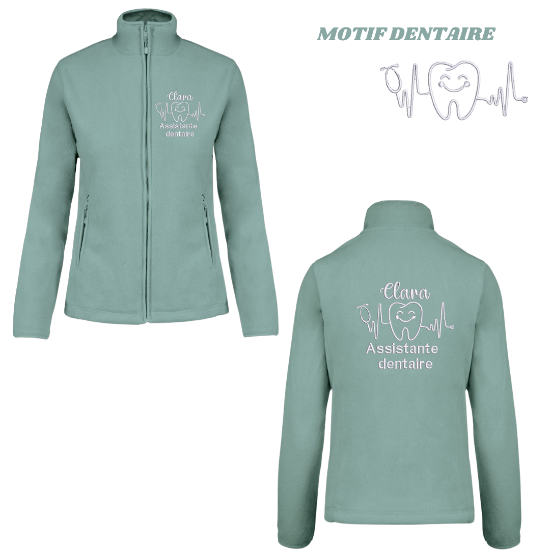 Polaire verte pastel soignant personnalisée