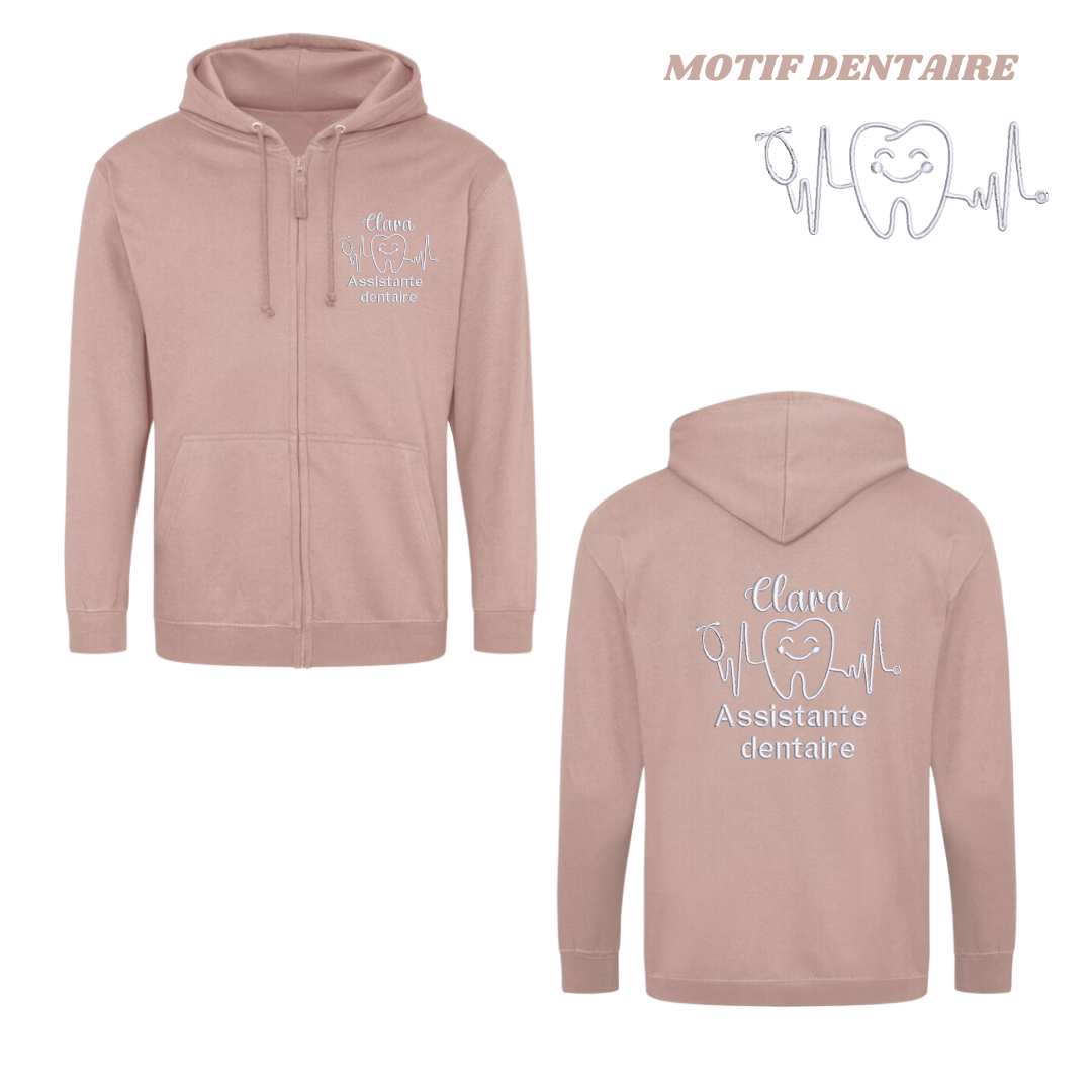 Sweat zip corail soignant personnalisé