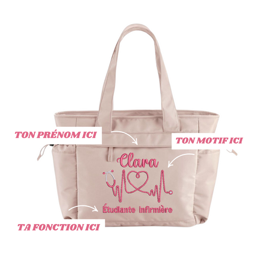Sac rose pastel soignant personnalisé