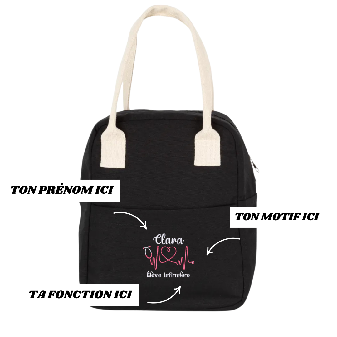 Lunchbag noire soignant personnalisée