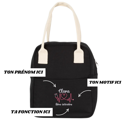 Lunchbag noire soignant personnalisée
