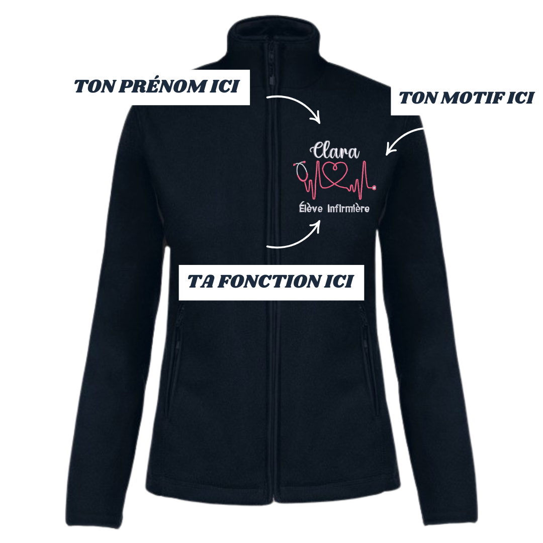 Polaire bleu marine soignant personnalisée