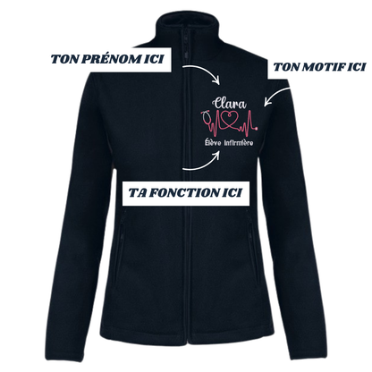 Polaire bleu marine soignant personnalisée