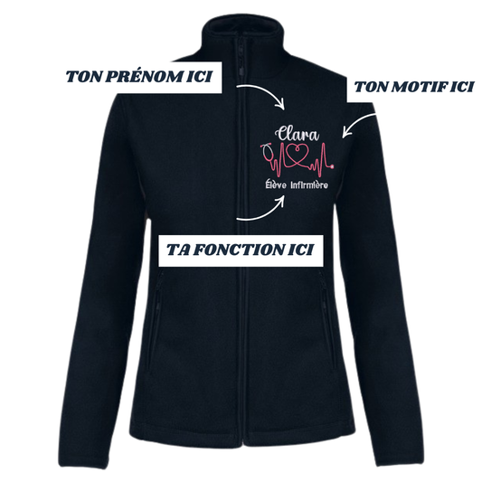 Polaire bleu marine soignant personnalisée