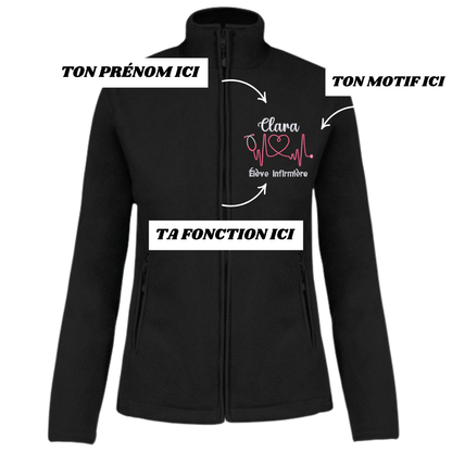 Polaire noire soignant personnalisée