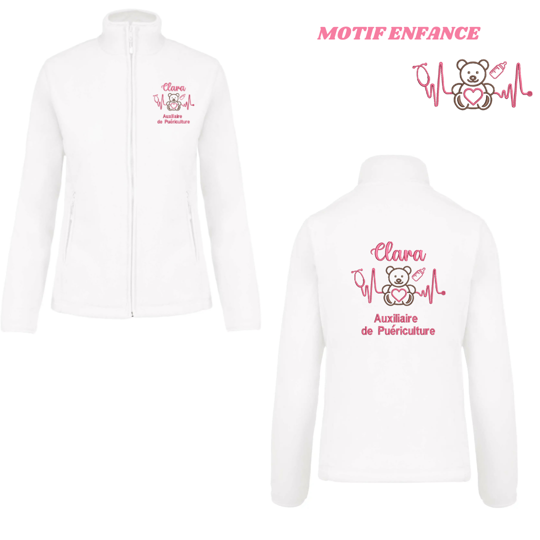 Polaire blanche soignant personnalisée