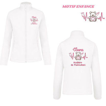 Polaire blanche soignant personnalisée