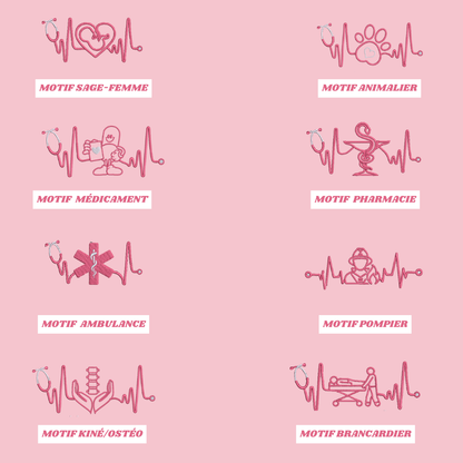 Sweat zip rose pastel soignant personnalisé