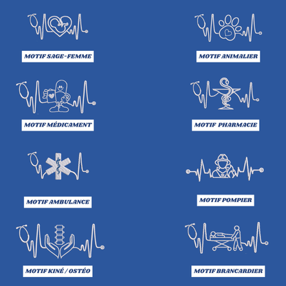 Sweat zip bleu roi soignant personnalisé