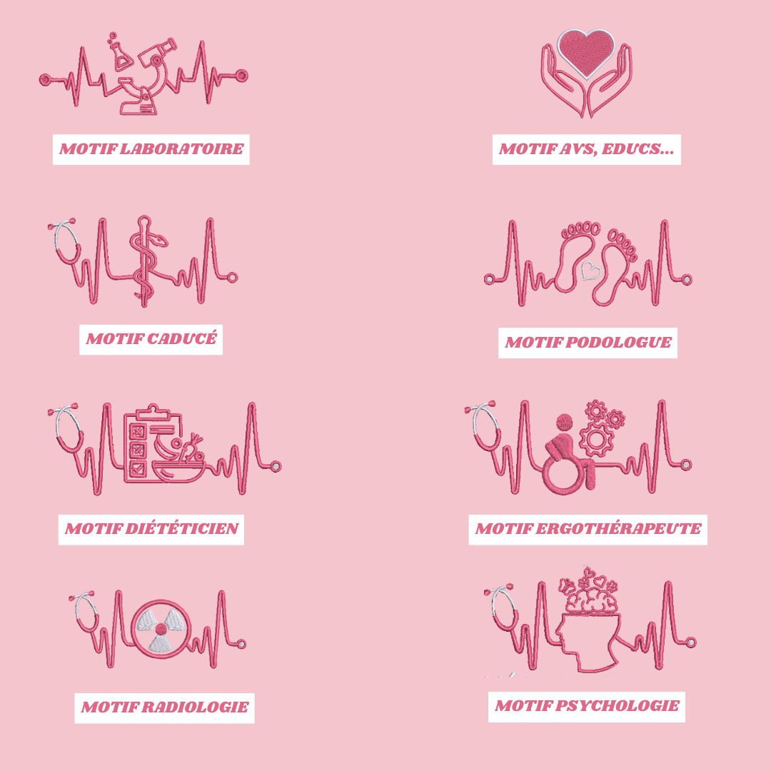 Sweat zip rose pastel soignant personnalisé