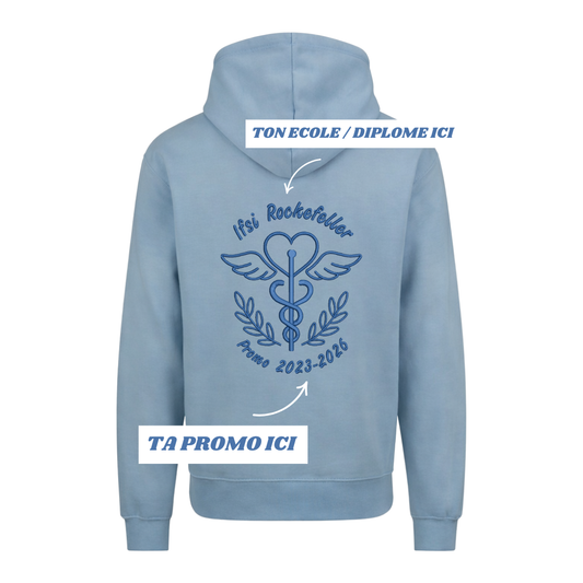 Sweat zip bleu pastel soignant personnalisé