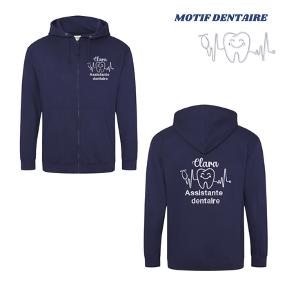 Sweat zip bleu marine soignant personnalisé