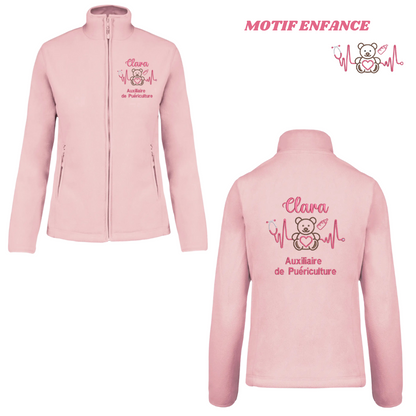 Polaire rose pastel soignant personnalisée