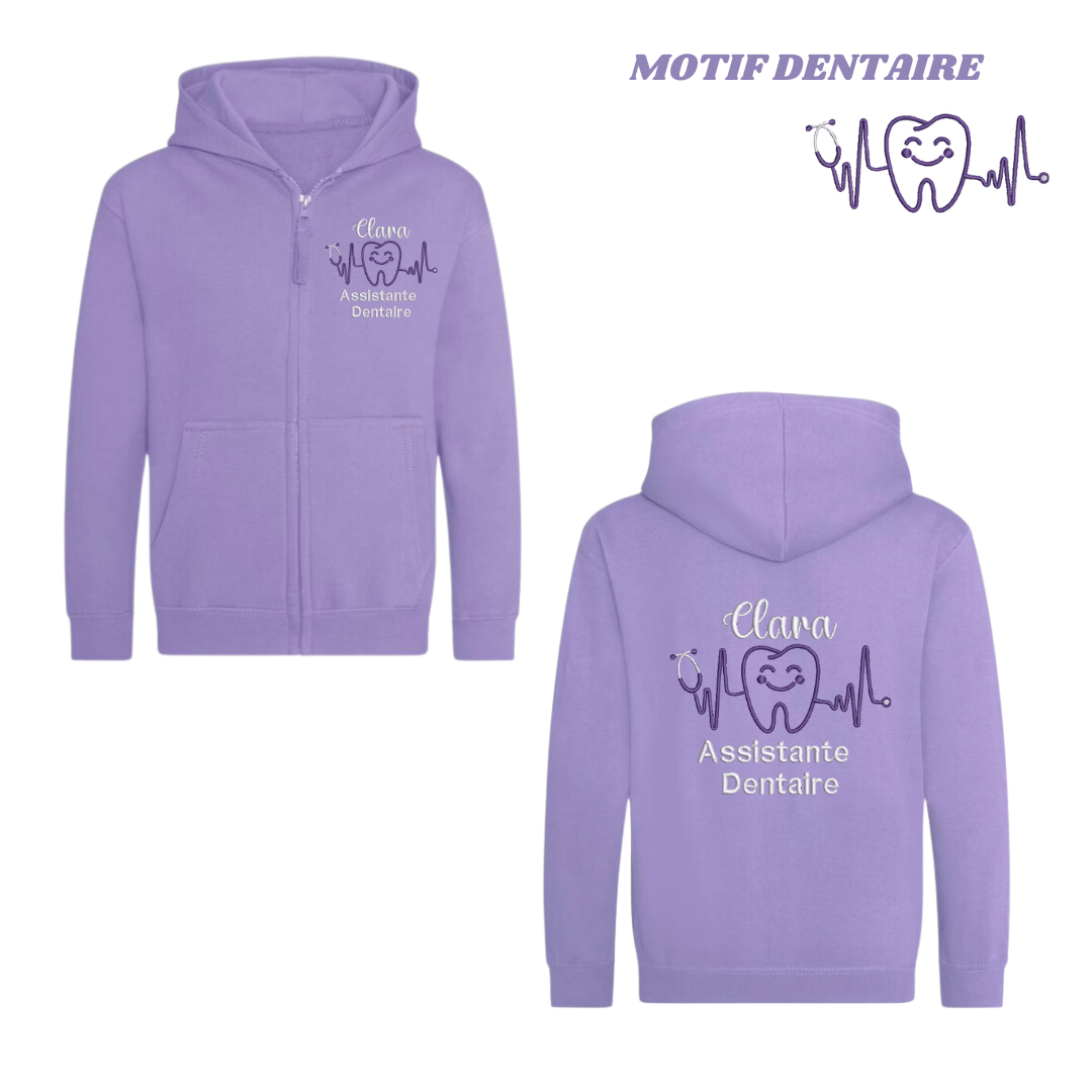 Sweat zip violette soignant personnalisé