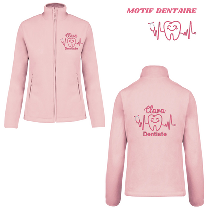 Polaire rose pastel soignant personnalisée