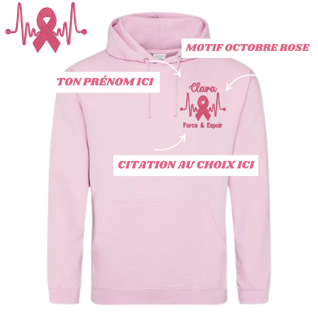 Sweat à capuche rose pastel