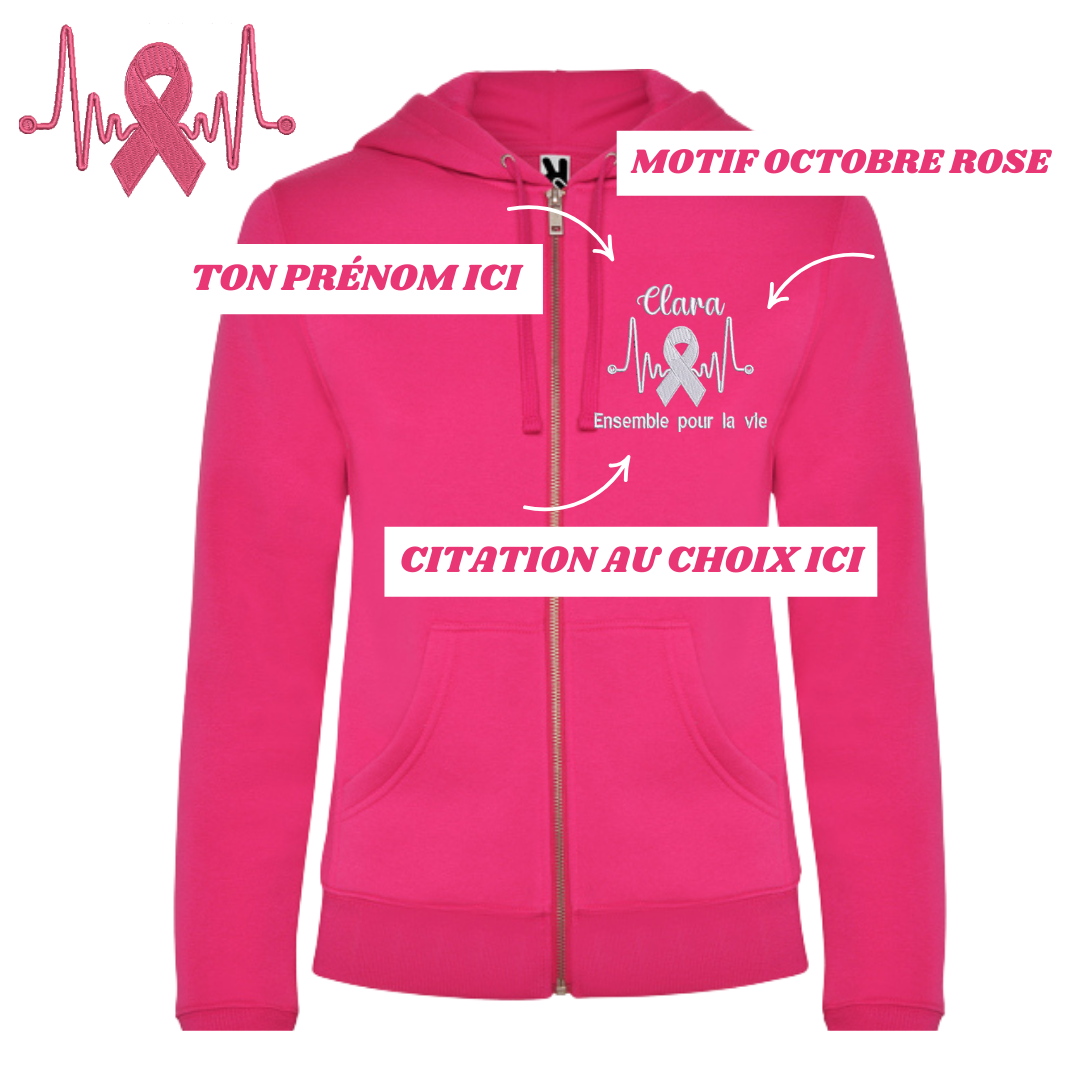 Sweat à capuche fuschia zippé