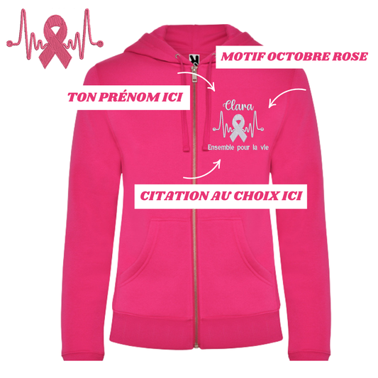 Sweat à capuche fuschia zippé