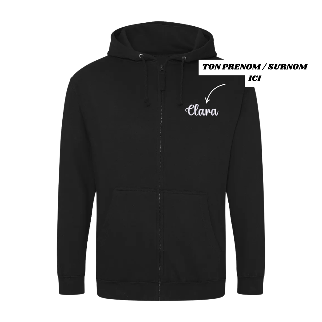 Sweat zip noir soignant personnalisé