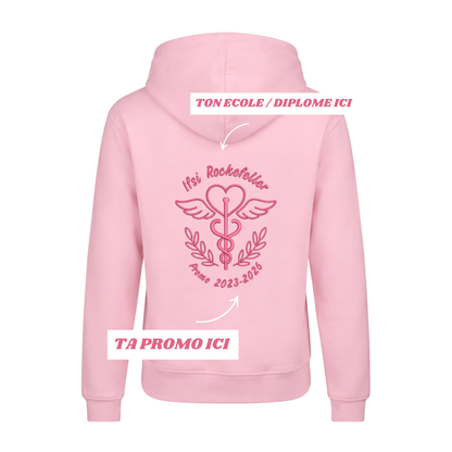 Sweat zip rose pastel soignant personnalisé