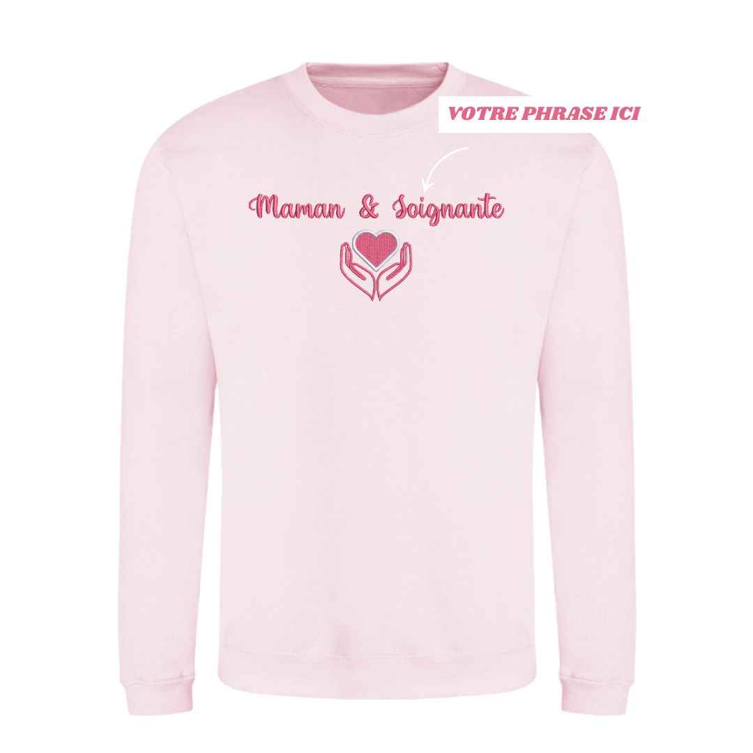 Sweat col rond rose pastel