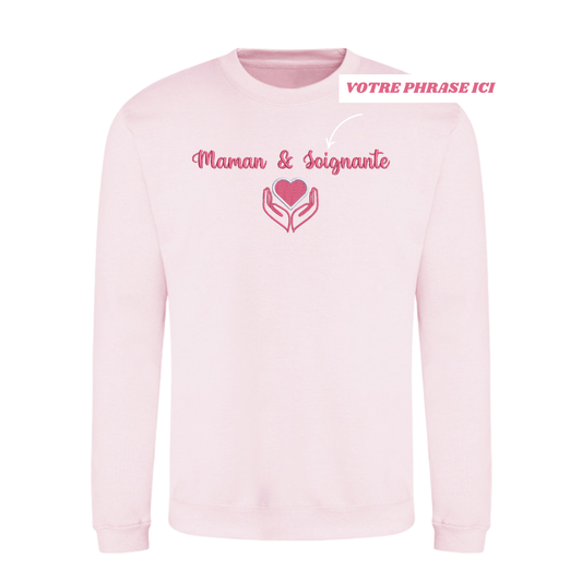 Sweat col rond rose pastel